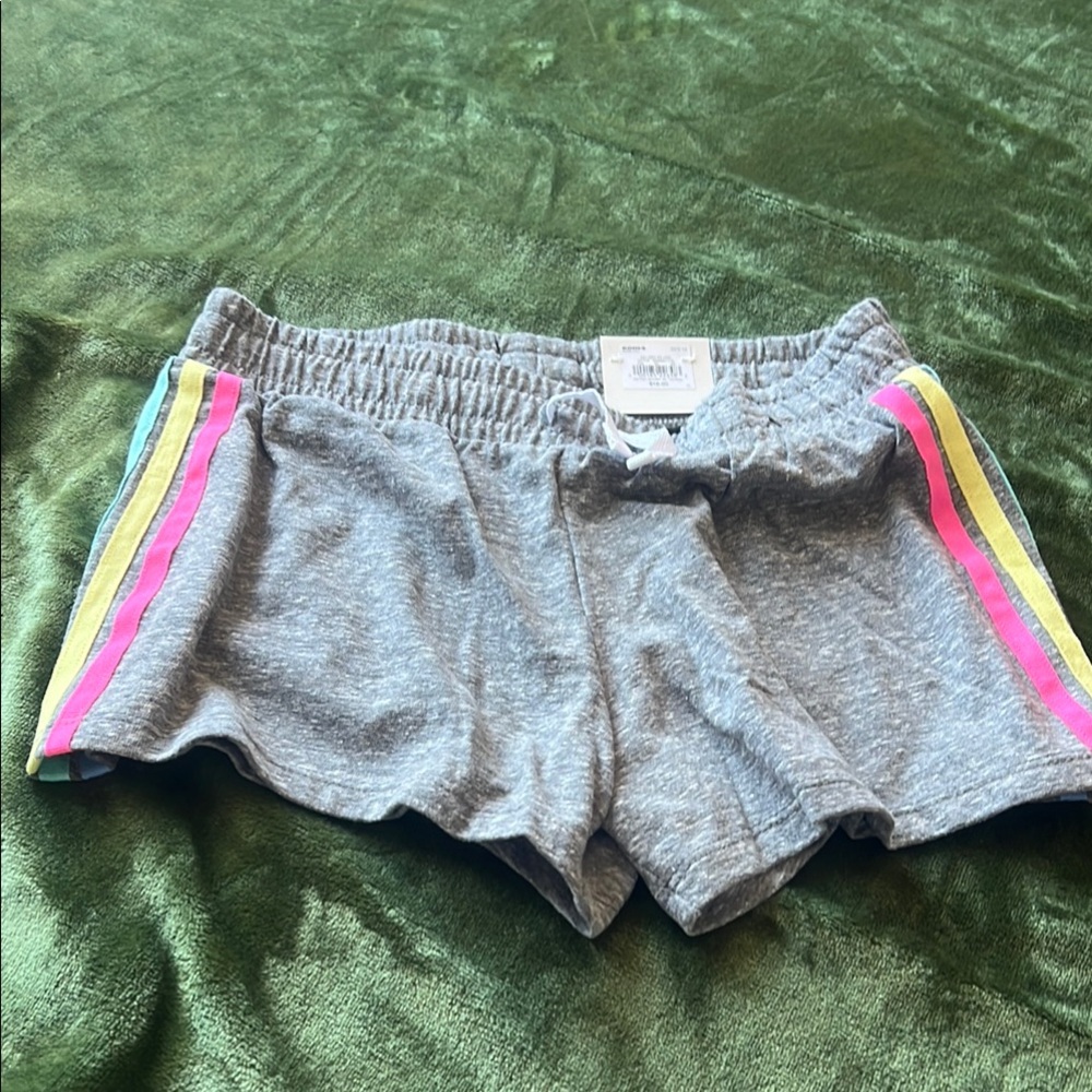 SO Girls Gray Athletic Shorts with Neon Side Stripes New sz  14